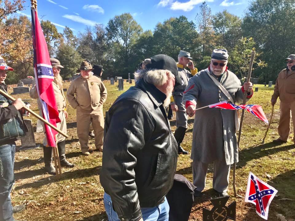 Grave dedication for Pvt. Wiley Hill Young, 7th Alabama Cavary, Co. C & G. at the Rock Creek Cemetery